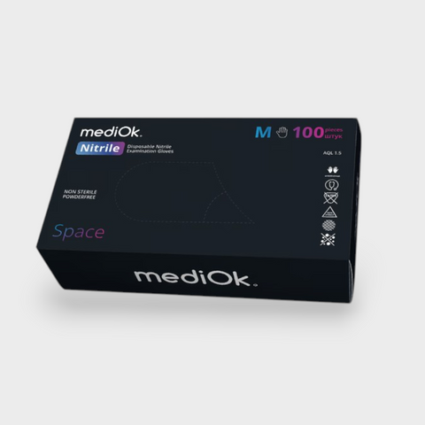 Нітрилові рукавички MediOK, M 3.5g (чорні) 1427 фото