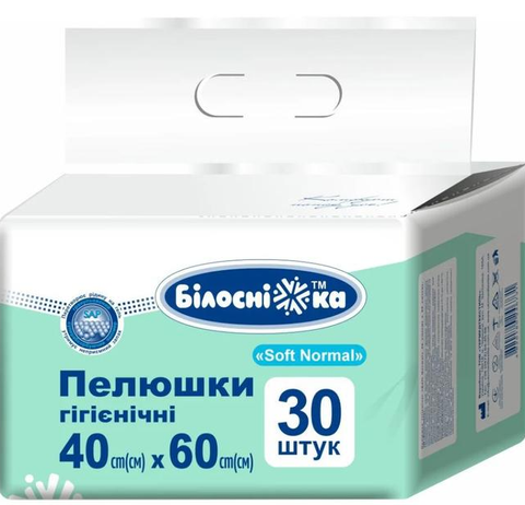 Пелюшки "Білосніжка" гігієнічні "Soft Normal" 40см х 60см (30шт уп) 21705 фото