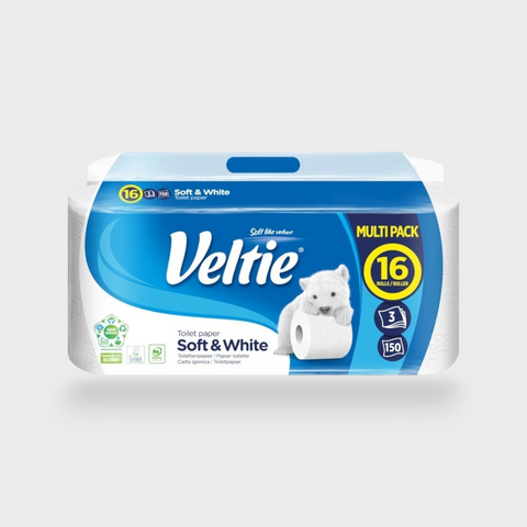 Туалетная бумага Veltie Soft White 16рул 3слоя/150 отрыв. 23095 фото