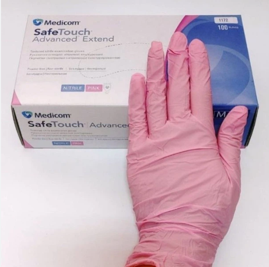 Рукавички нітрилові 50 пар/уп Medicom M рожеві (3,8г) 1172-TG-C фото