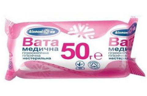 Вата "Білосніжка" рулон 50 г (нестерильна) 21695 фото