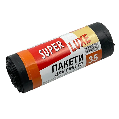 Сміттєві пакети SuperLuxe, чорні 35л (15шт) 15мкм 450*550 18309 фото