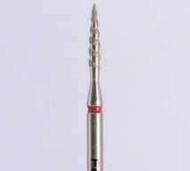 Корейская алмазная фреза для маникюра Торнадо Пламя 018 красная насечка 8599 фото