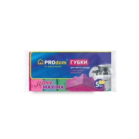 Губка кухонна Продом ХВИЛЯ (Maxima) 5+1 шт (2214) 20687 фото