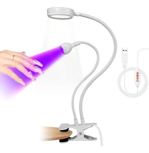 Лампа 2в1 Clip-on UV/LED(прищіпка) Біла 22975 фото