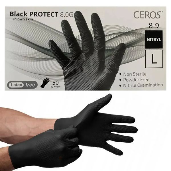 Перчатки Ceros Black Protect 8.0г L 23012 фото