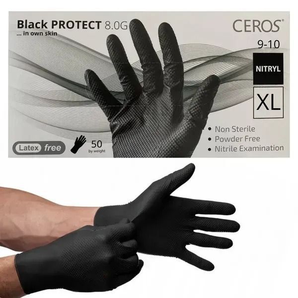 Перчатки Ceros Black Protect 8.0г XL 23013 фото